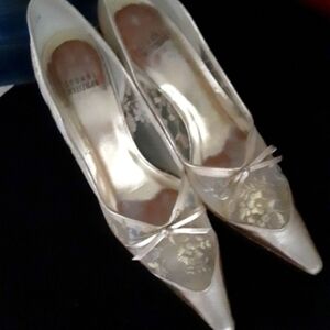 Stuart Weitzman Cream Floral Heels